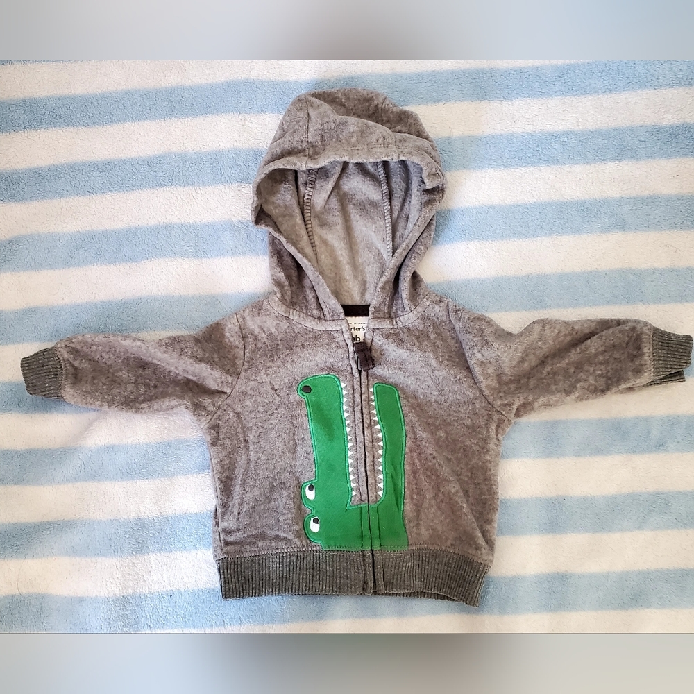 Carter's NB alligator crocodile zip up sweater
